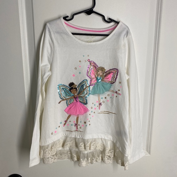 GIRLS FRIENDSHIP LONG SLEEVED SHIRT CYNTHIA ROWLEY MEDIUM 7/8 NWT - Picture 1 of 4